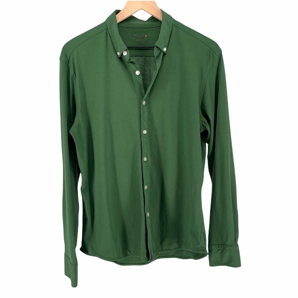 Untuckit green knit long sleeve button down top M
